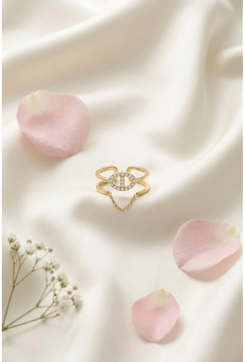 Bague Maille Marine Strass – Chic & Lumineuse