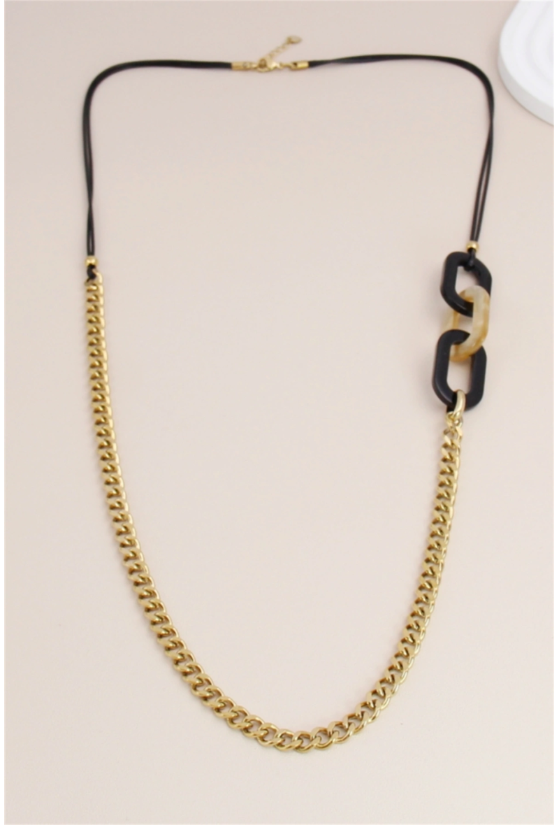 Collier long maille en résine chaîne en acier inoxydable