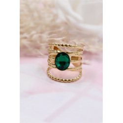 Bague cristal de verre ajustable en acier inoxydable