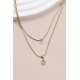 Collier double rang pendentif lettre romain en acier inoxydable