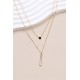 Collier double rang pendentif nacré en acier inoxydable 