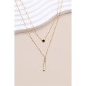 Collier double rang pendentif nacré en acier inoxydable 