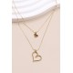 Collier double tour coeur en acier inoxydable