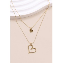 Collier double tour coeur en acier inoxydable