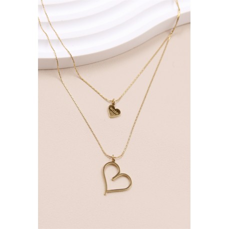 Collier double tour coeur en acier inoxydable