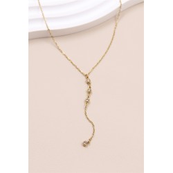 Collier fine "Y" orné de strass en acier inoxydable.