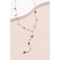 Collier "Y" Chaîne fine orné de pierre en acier inoxydable