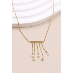 Collier perle pendante en acier inoxydable