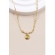 Collier message "LUCKY" chaîne asymétrique en acier inoxydable