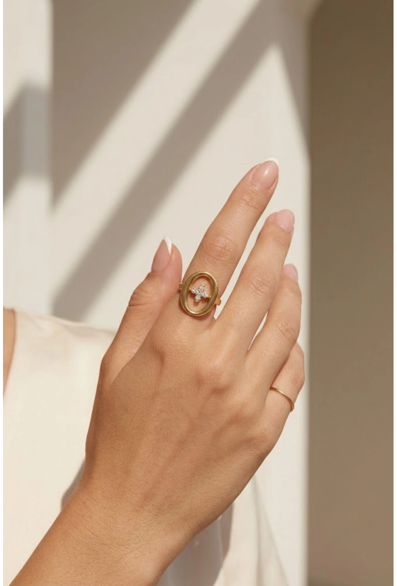 Bague Zirconium Médaillon – Élégance Précieuse
