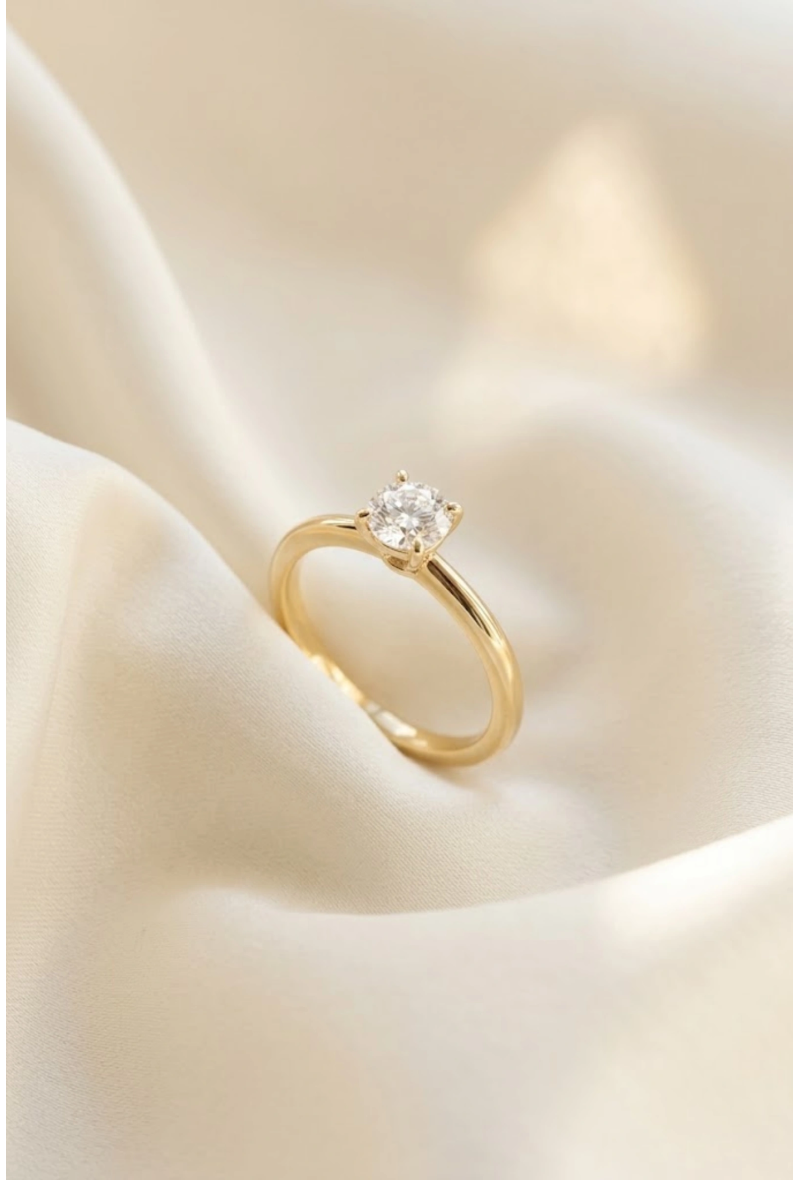 Bague Alliance Solitaire Zirconium en Acier Inoxydable – 4 Tailles