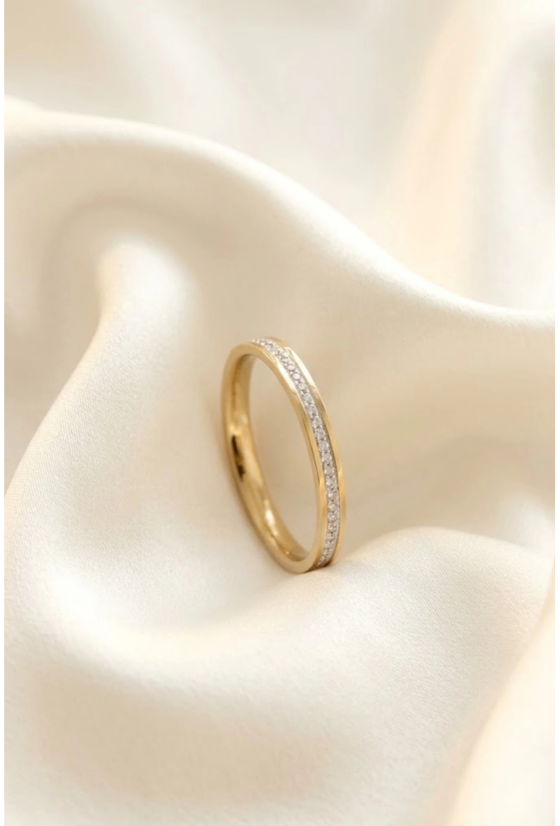 Bague Alliance Fine Scintillante en Acier Inoxydable – 4 Tailles